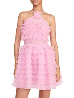 Florian Tiered Ruffle Halter Minidress