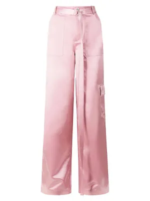 Shay Satin Straight-Leg Pants