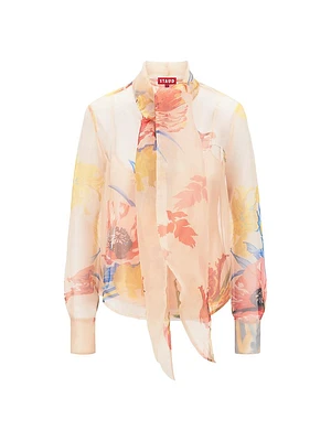 Maryn Floral Organza Tieneck Top