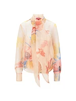 Maryn Floral Organza Tieneck Top