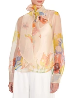 Maryn Floral Organza Tieneck Top