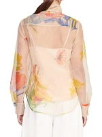 Maryn Floral Organza Tieneck Top