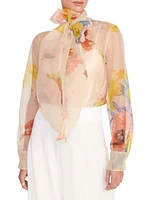 Maryn Floral Organza Tieneck Top