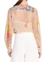 Maryn Floral Organza Tieneck Top