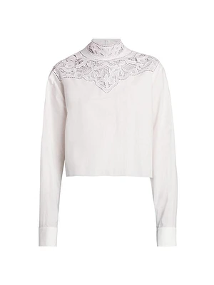 Lace Yoke Poplin Blouse