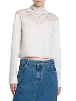 Lace Yoke Poplin Blouse