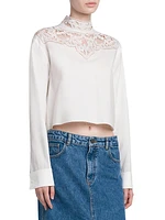 Lace Yoke Poplin Blouse