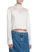 Lace Yoke Poplin Blouse