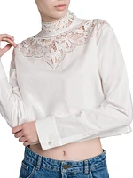 Lace Yoke Poplin Blouse