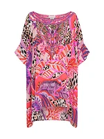 Leopard Leaf Silk Mini Caftan