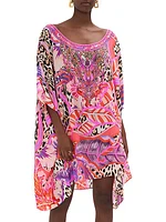 Leopard Leaf Silk Mini Caftan