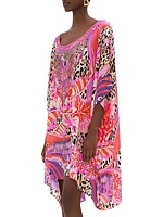 Leopard Leaf Silk Mini Caftan