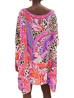 Leopard Leaf Silk Mini Caftan