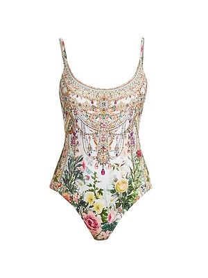 Renaissance Floral Scoopneck One-Piece