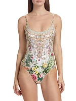 Renaissance Floral Scoopneck One-Piece