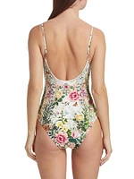 Renaissance Floral Scoopneck One-Piece