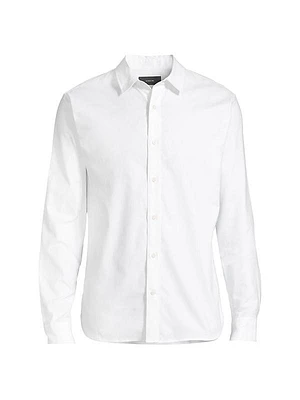 Stretch Button-Front Oxford Shirt