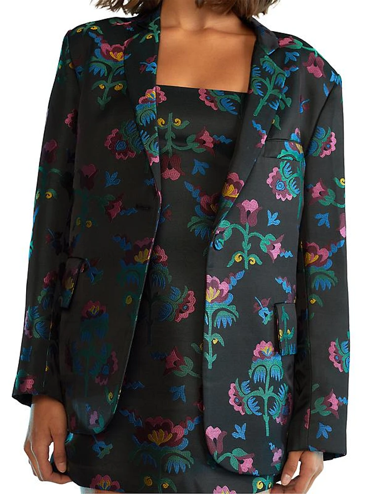 Floral Jacquard Oversized Jacket