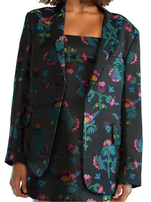 Floral Jacquard Oversized Jacket