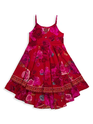 Little Girl's & Italian Rosa Roundneck Tiered Dress