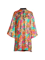 Sequined Floral Mini Caftan