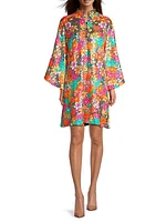 Sequined Floral Mini Caftan