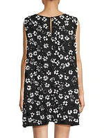 Sequined Daisy-Appliqué Sleeveless Sheath Dress