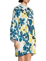 Floral Sequined Mini Caftan