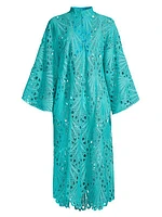 Shell Lace Caftan-Style Dress