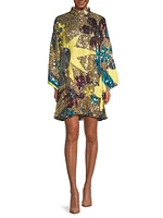 Sequined Sunburst Mini Caftan