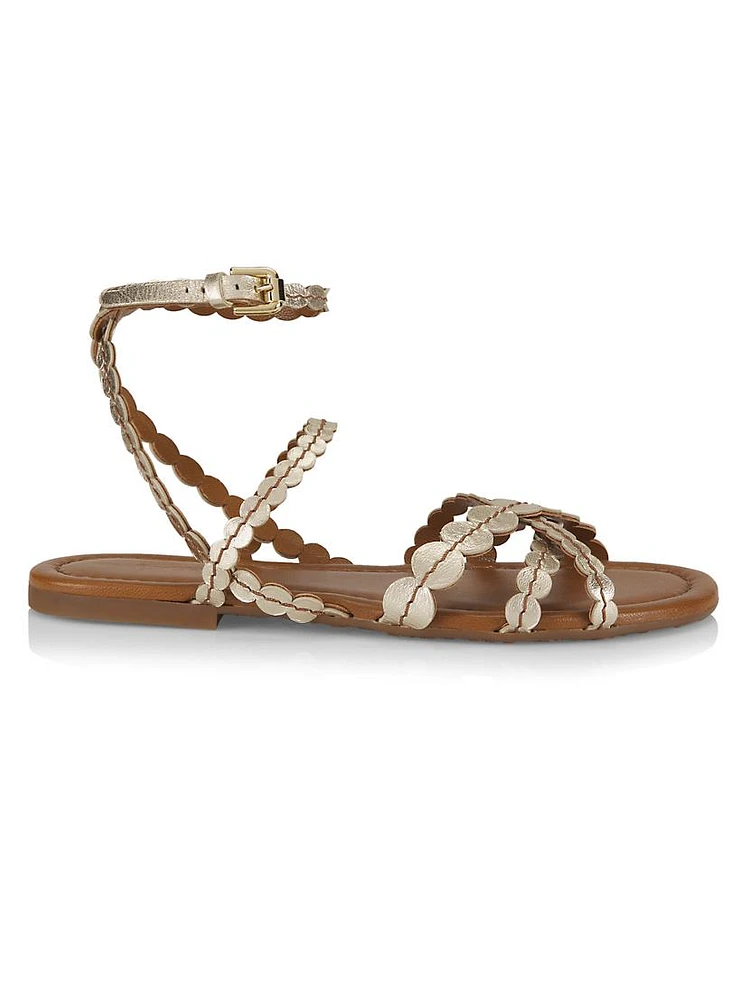 Kaddy Scalloped Leather Sandals