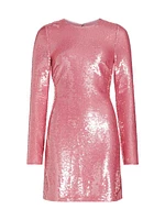 Claire Sequin Long-Sleeve Minidress