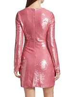 Claire Sequin Long-Sleeve Minidress