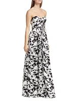 Livia Floral Satin Strapless Gown