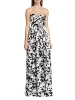 Livia Floral Satin Strapless Gown