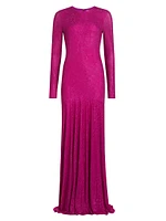 Diana Crystal Diamante Long-Sleeve Gown