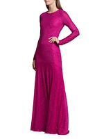 Diana Crystal Diamante Long-Sleeve Gown