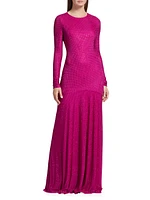 Diana Crystal Diamante Long-Sleeve Gown