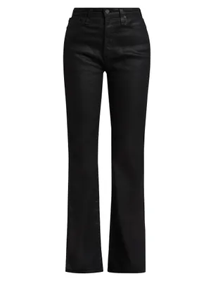 Alexxis High-Rise Letherette Boot-Cut Jeans