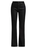 Alexxis High-Rise Letherette Boot-Cut Jeans