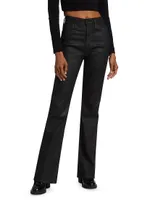 Alexxis High-Rise Letherette Boot-Cut Jeans