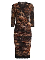 Abito Butterfly-Print Mesh Knee-Length Dress