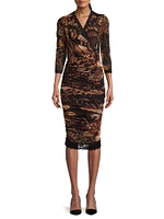 Abito Butterfly-Print Mesh Knee-Length Dress