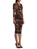 Abito Butterfly-Print Mesh Knee-Length Dress