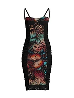 Abito Butterfly-Print Mesh Dress