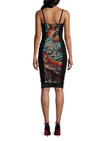 Abito Butterfly-Print Mesh Dress