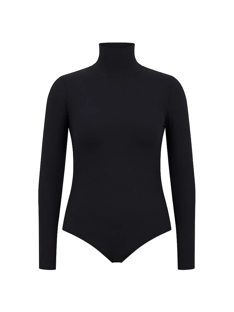 Rib-Knit Turtleneck Bodysuit