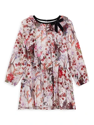 Little Girl's & Yara Floral Ruffle-Trim Dress