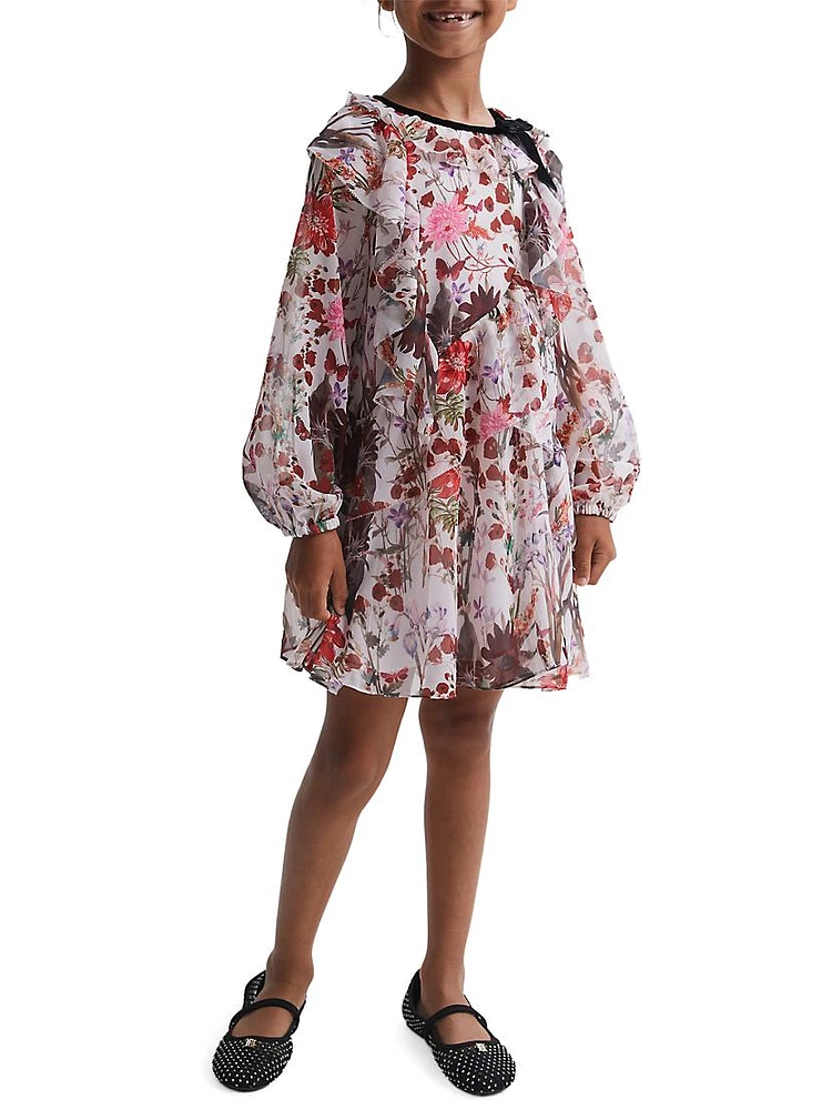 Little Girl's & Yara Floral Ruffle-Trim Dress