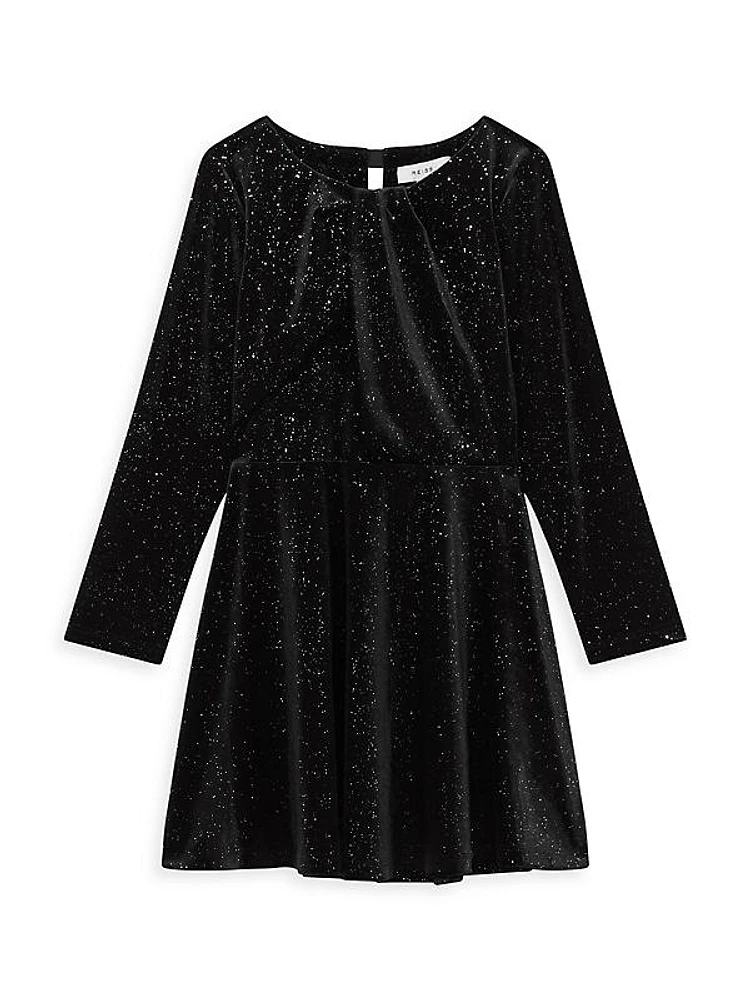 Little Girl's & Girl's Gweneth Glitter-Embellished Velvet Dress